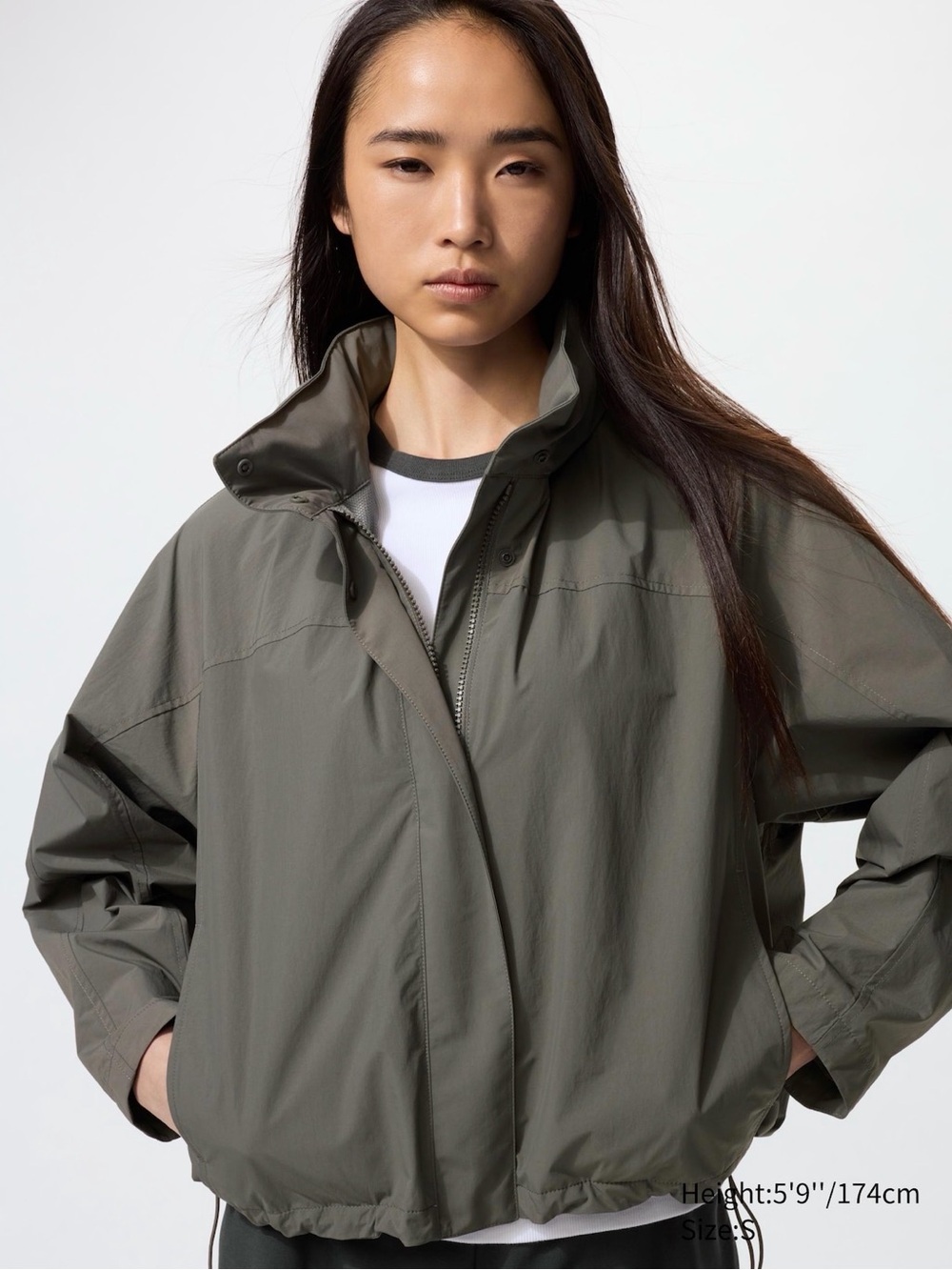 Uniqlo Windproof Stand Collar Jacket, water repellent , Olive, Size M